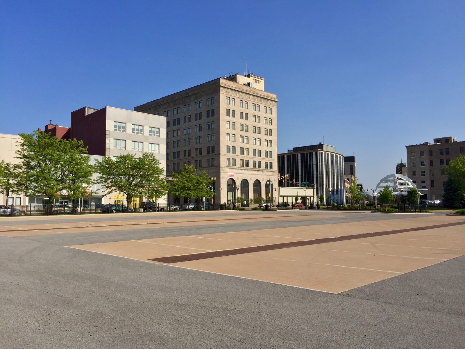 Downtown Hammond, Indiana, looking down Hohman Avenue on a clear afternoon