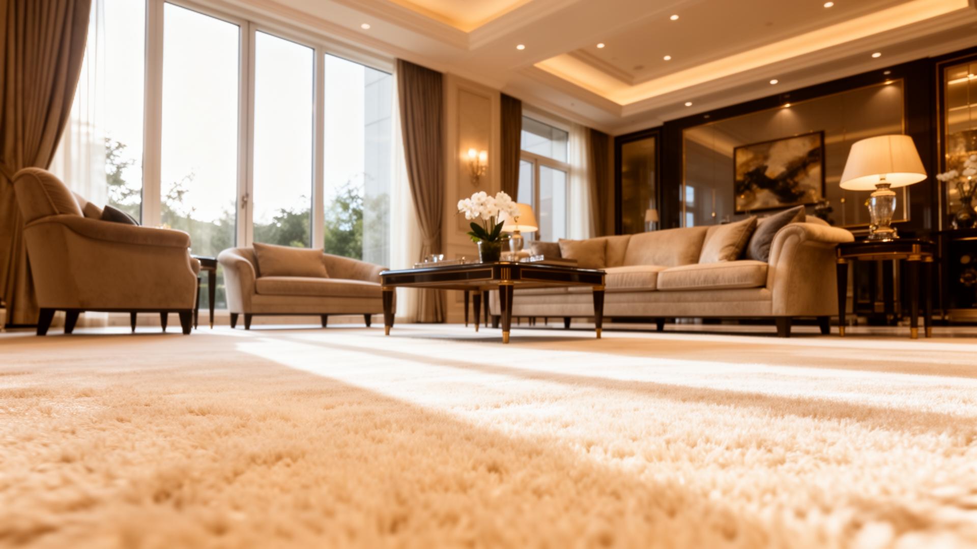 Luxurious living room with pristine carpet - Ajax Carpet Service Hammond Indiana