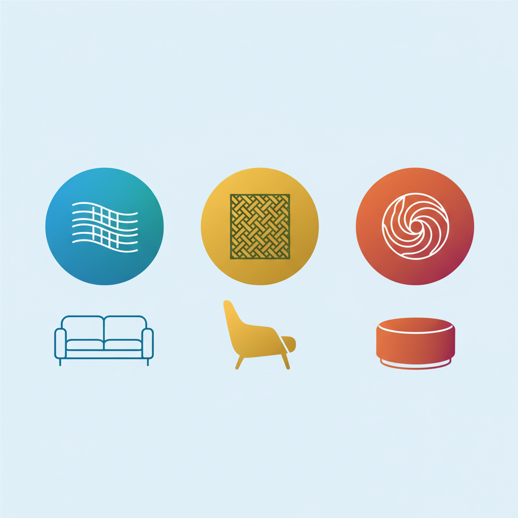 Visual guide to different furniture types and fabric textures
