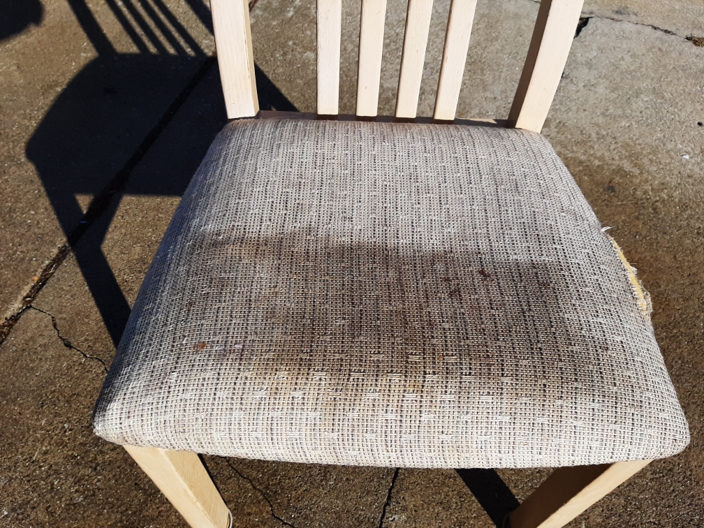 Kitchen chair upholstery before cleaning