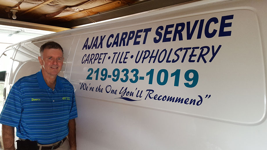 Ajax Carpet Service owner Dennis with company van